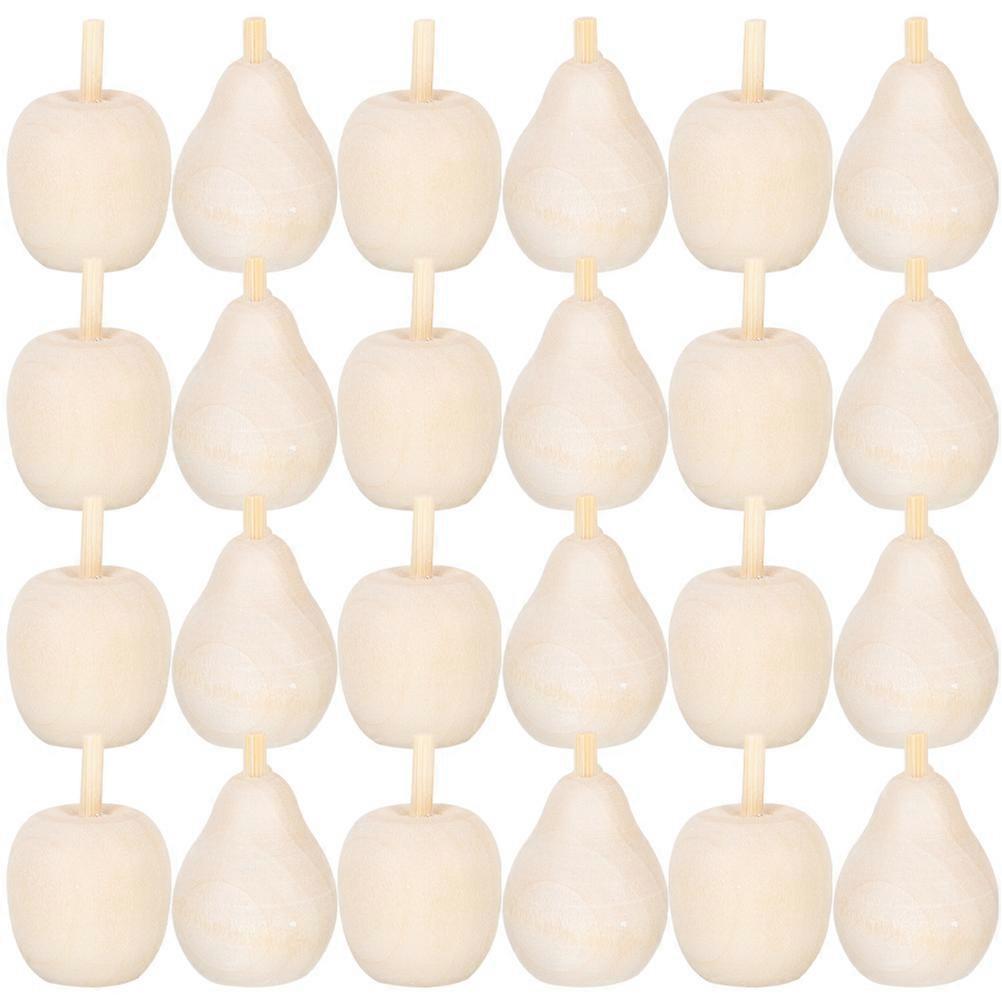 40pcs Unpainted Wooden Fruit Crafts DIY Paintable Ornaments for Creative Handicrafts & Educational Play Natural Decoration