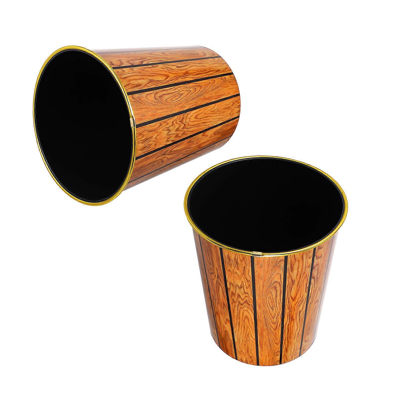 2Set Household Garbage Storage Solution Brown Decorative Trash Container For Living Room