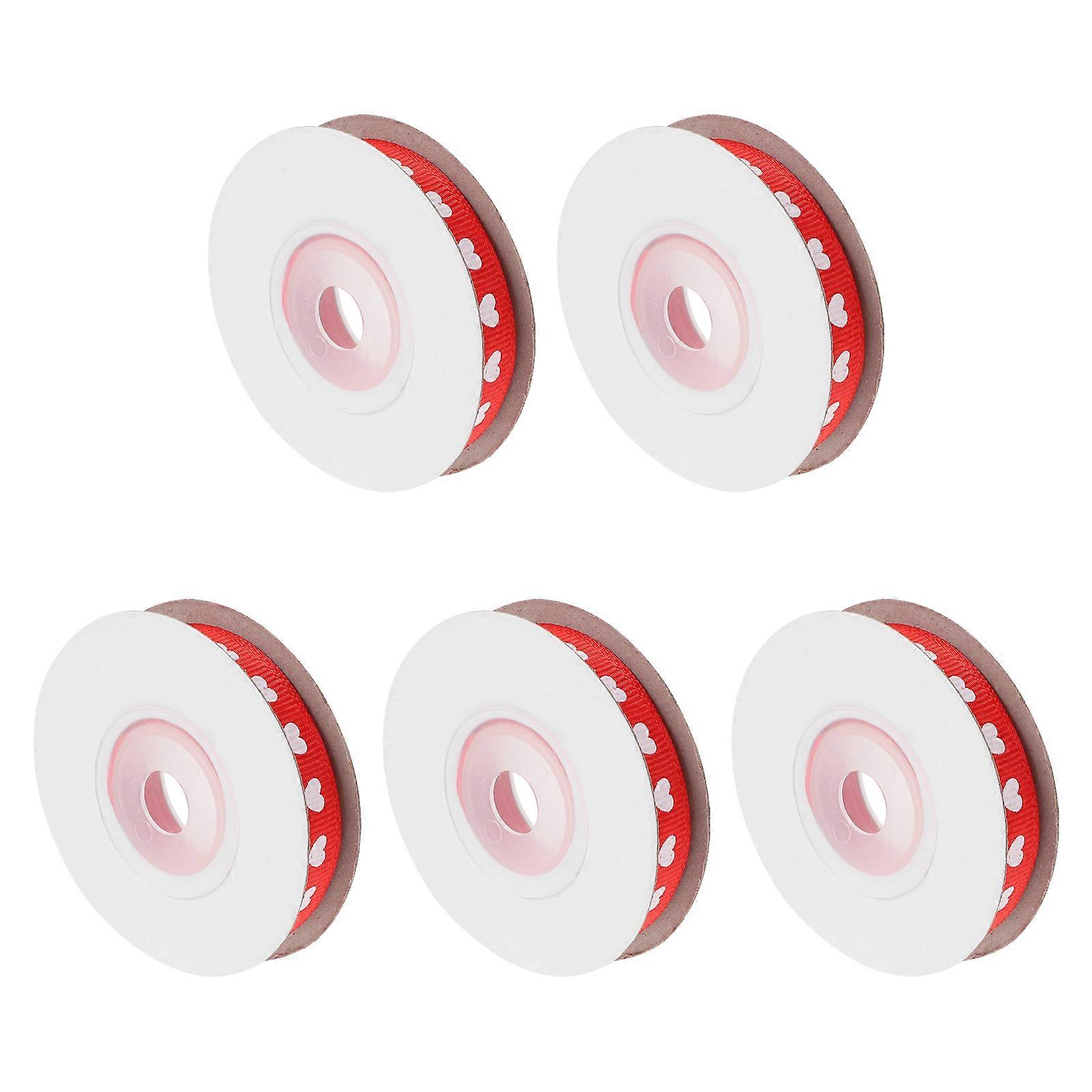 Delicate Polyester Ribbon 5 Rolls Chic Gift Wrapping For Valentine'S Day Decorations Heart Shape