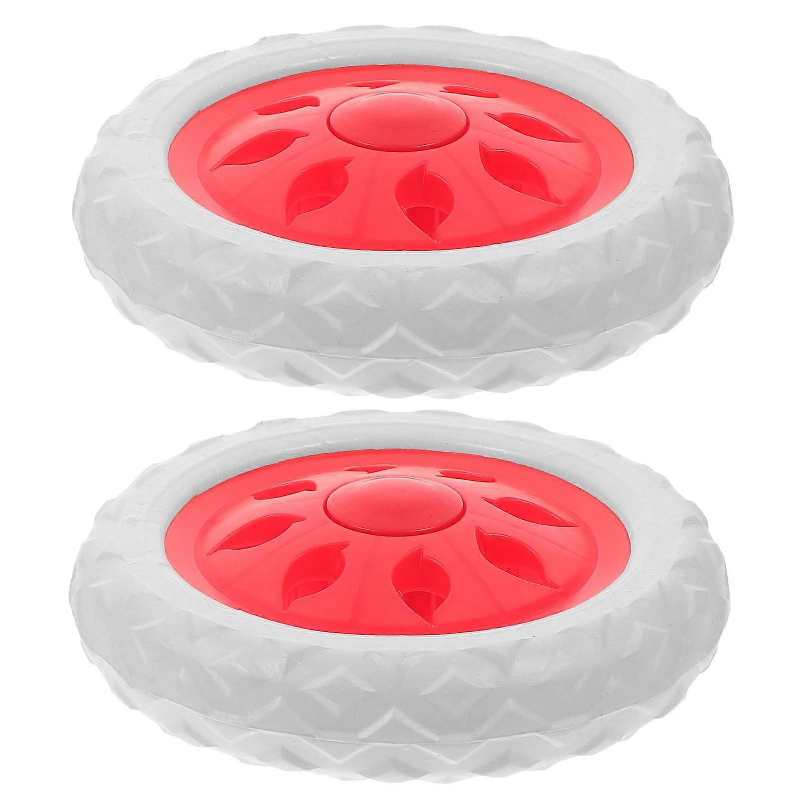 Heavy Duty Red Shopping Cart Wheels Replacement EVA Rubber Caster for Daily Use Trolley 2 Pack