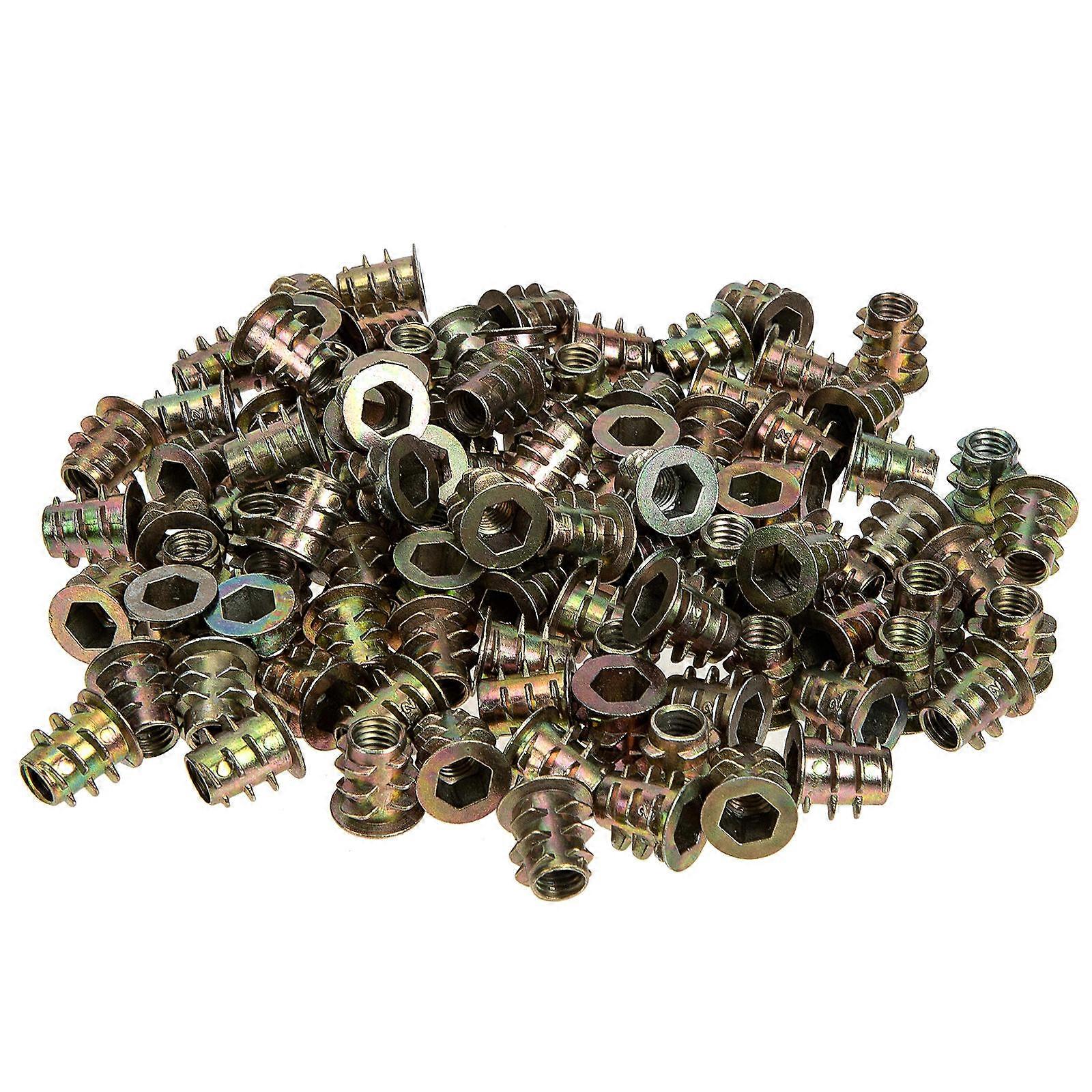 Nut Inserts For Hardwoods 100Pcs Wood Insert Nut Vibration Resistance 0.4x0.4x0.4in Hexagon Shape