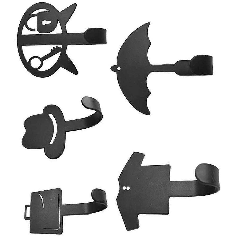 Black Iron Wall Mounted Hooks for Hanging 5Pcs Wall Hanger Storage Hooks