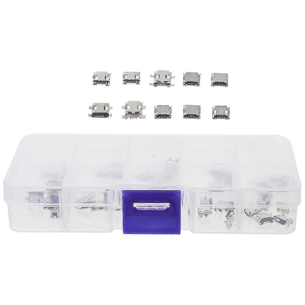 100pcs Full Micro USB Female Socket Connector Pins for Easy Installation and Repair Projects
