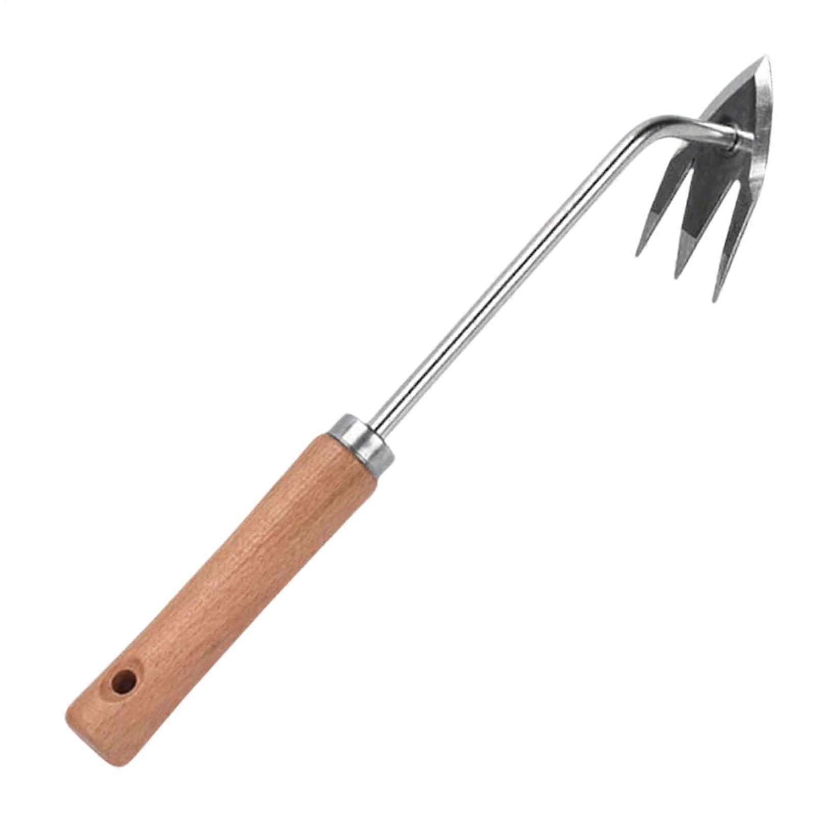 Hand Weeder 3-Tine Ergonomic Wooden Handle Weeding Tool For Vegetable Beds And Flower Gardens
