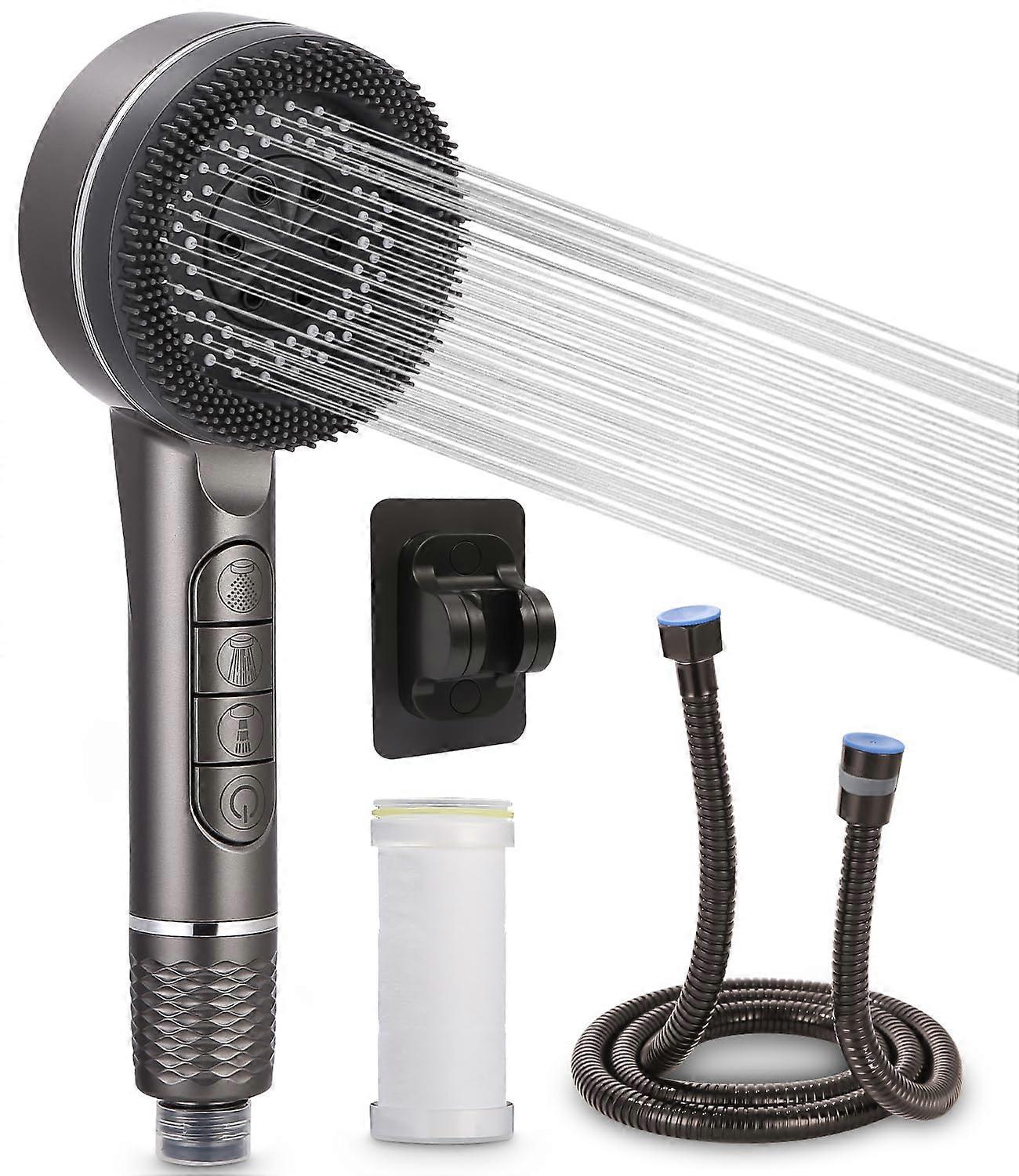 Filtered Shower Head with 1.5 m Hose, 4 Spray Modes, Pressure WaterSaving