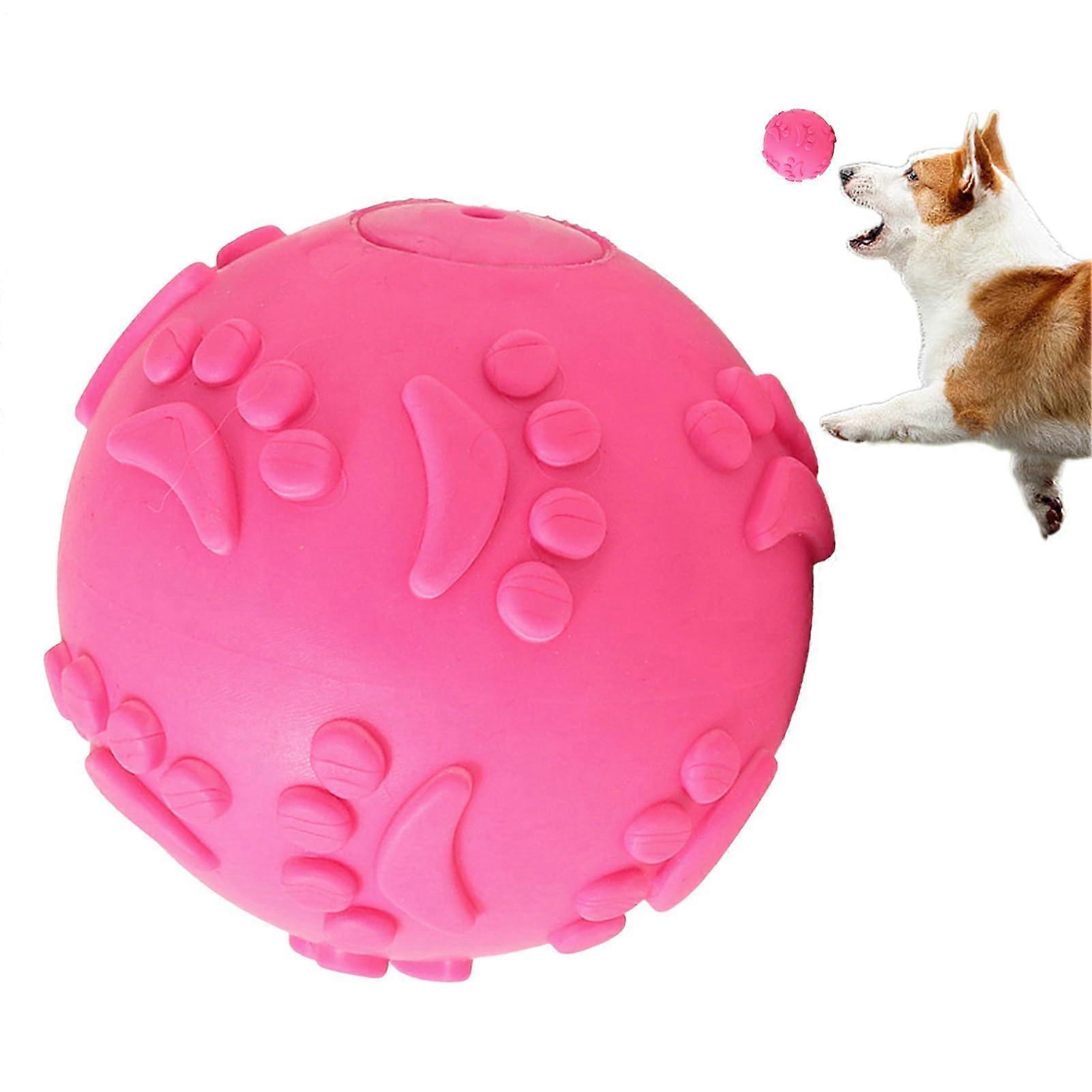 Squeaky Ball Dog Toy Latex Chew Ball for Dogs, Puppy Toy for Teething Hot Pink