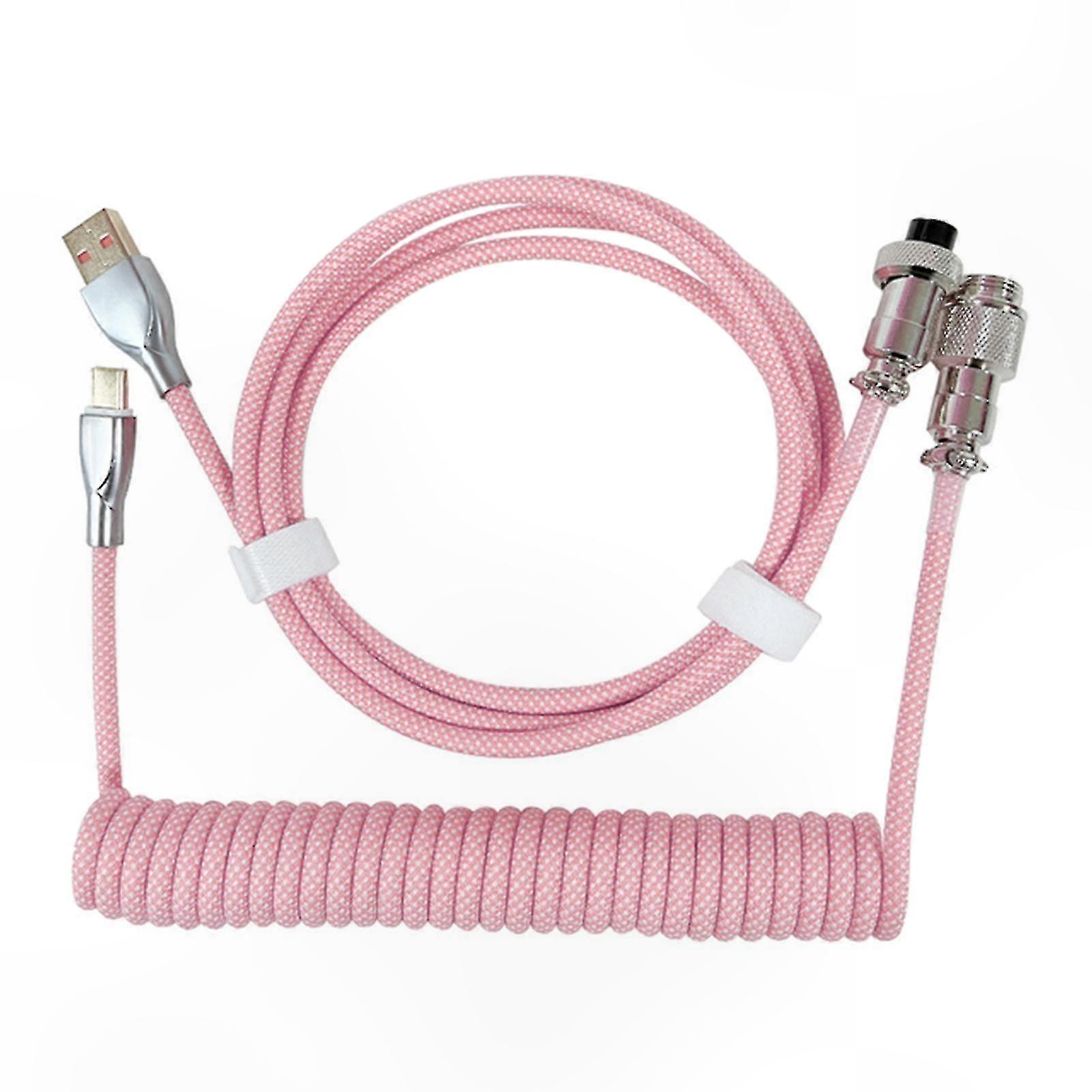 2-in-1 Coiled Aviator Cable Type-C to USB for Keyboard Aviation Connector Adapter