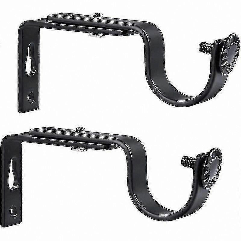 Black Adjustable Curtain Rod Brackets, 20-28mm, 2 Pack