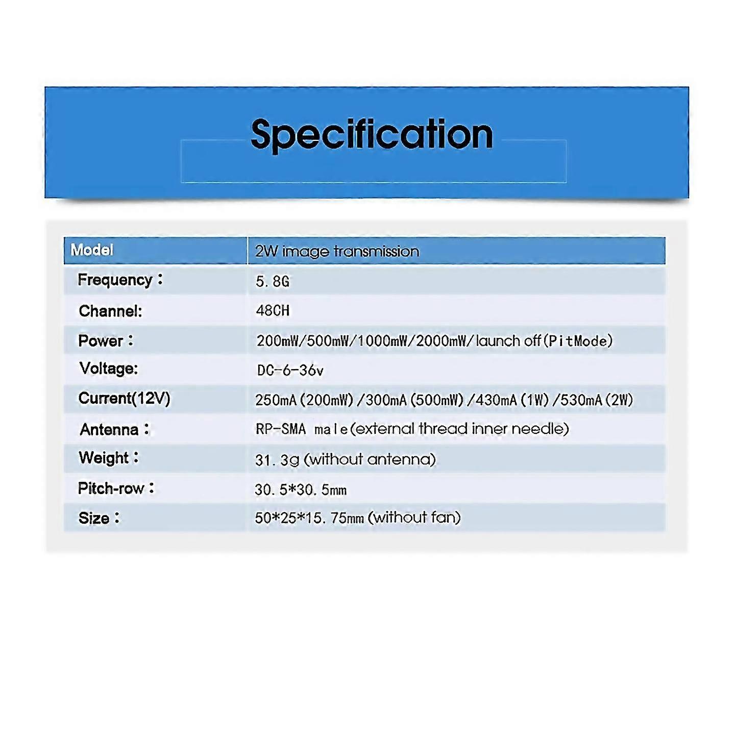 For 58g 48ch 2w fpv vtxfpv antenna audio video transmitter