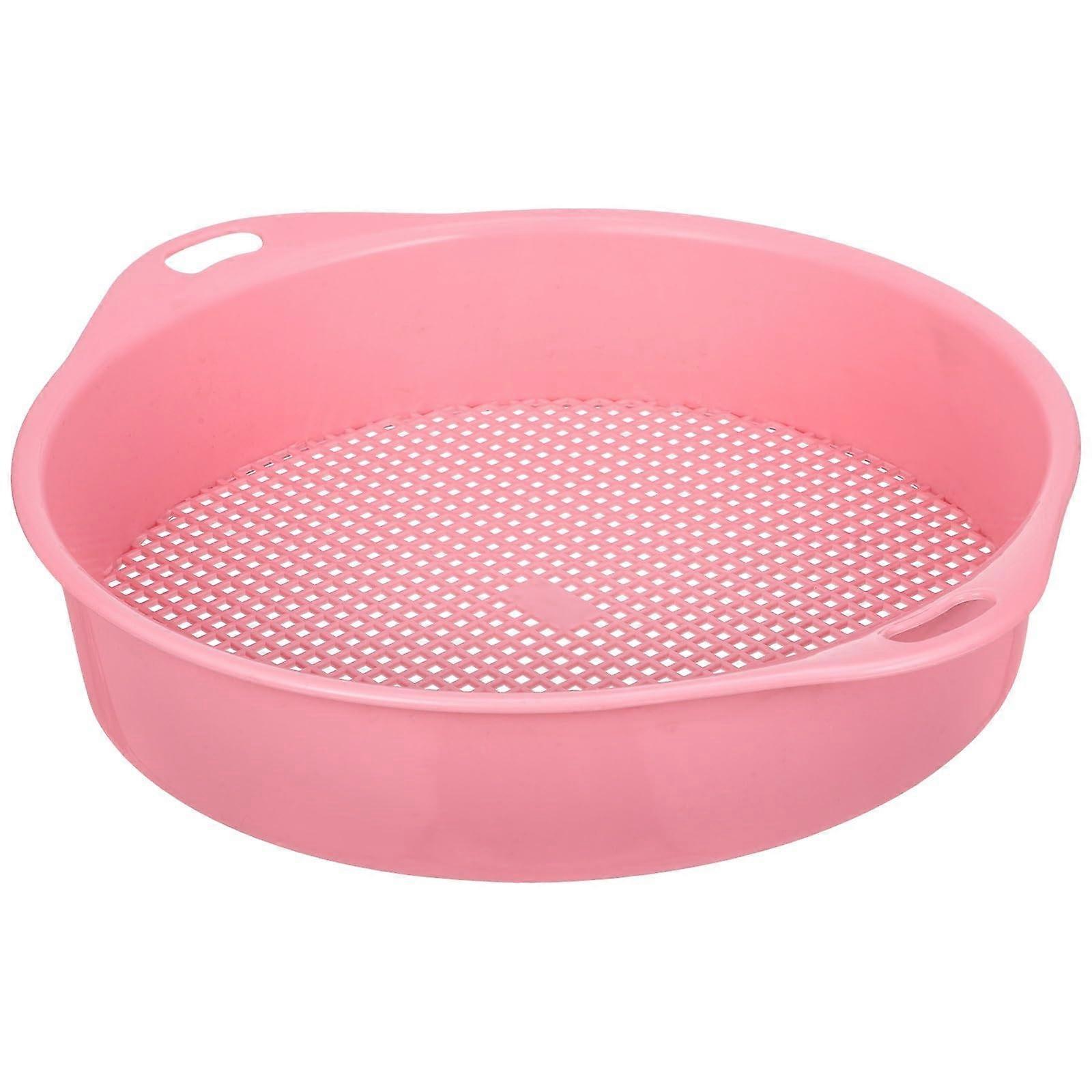 3 x Soil Sieve Sifting Pans Tool for Garden Multiuse Sifter Gadget Planting Filter Mesh Sieves for Gardening Sand Soil Compost Sieve (Pink)