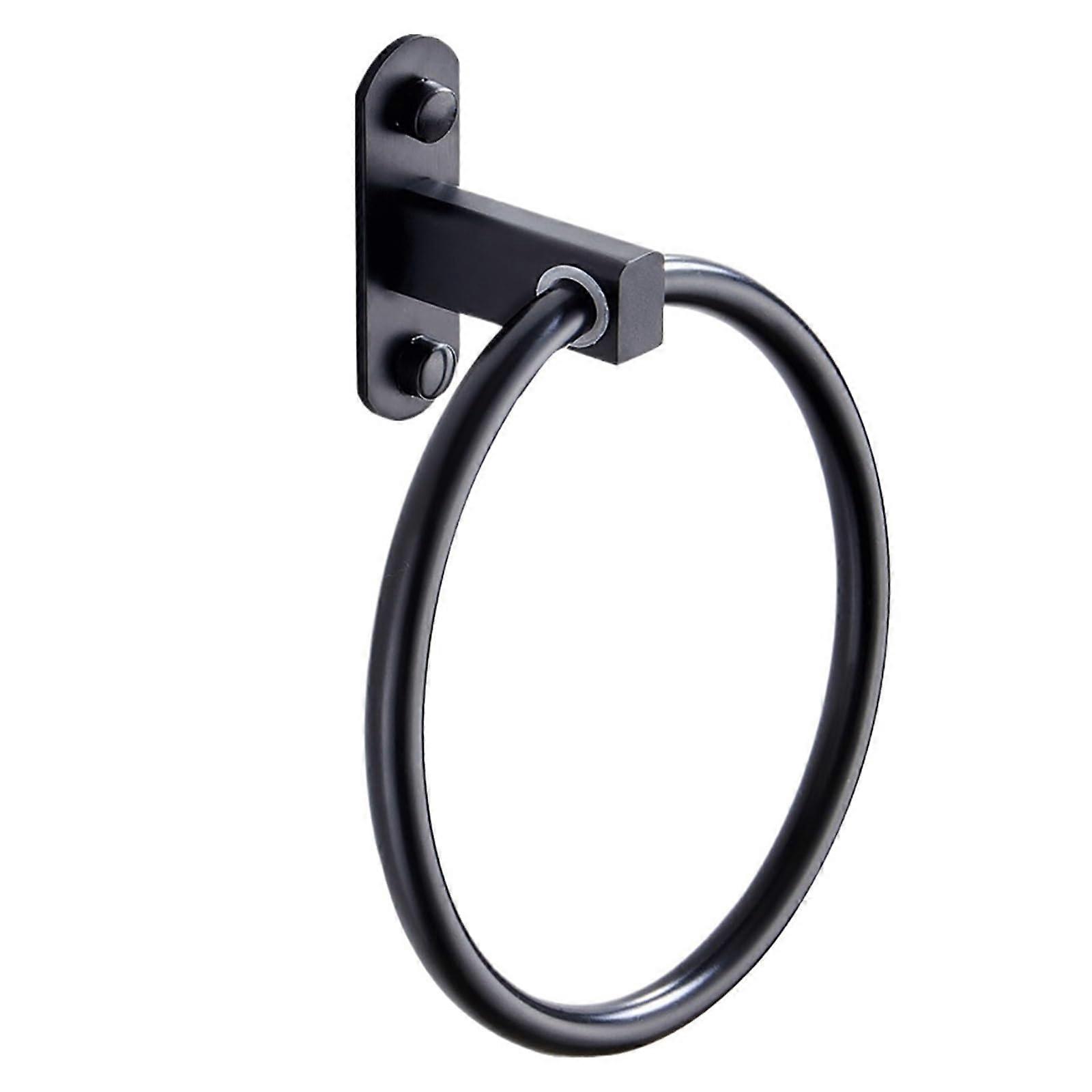 Towel Rack For Bathroom Wall Black Aluminum Round Rod Wall-Mounted Bath Accessory One Color