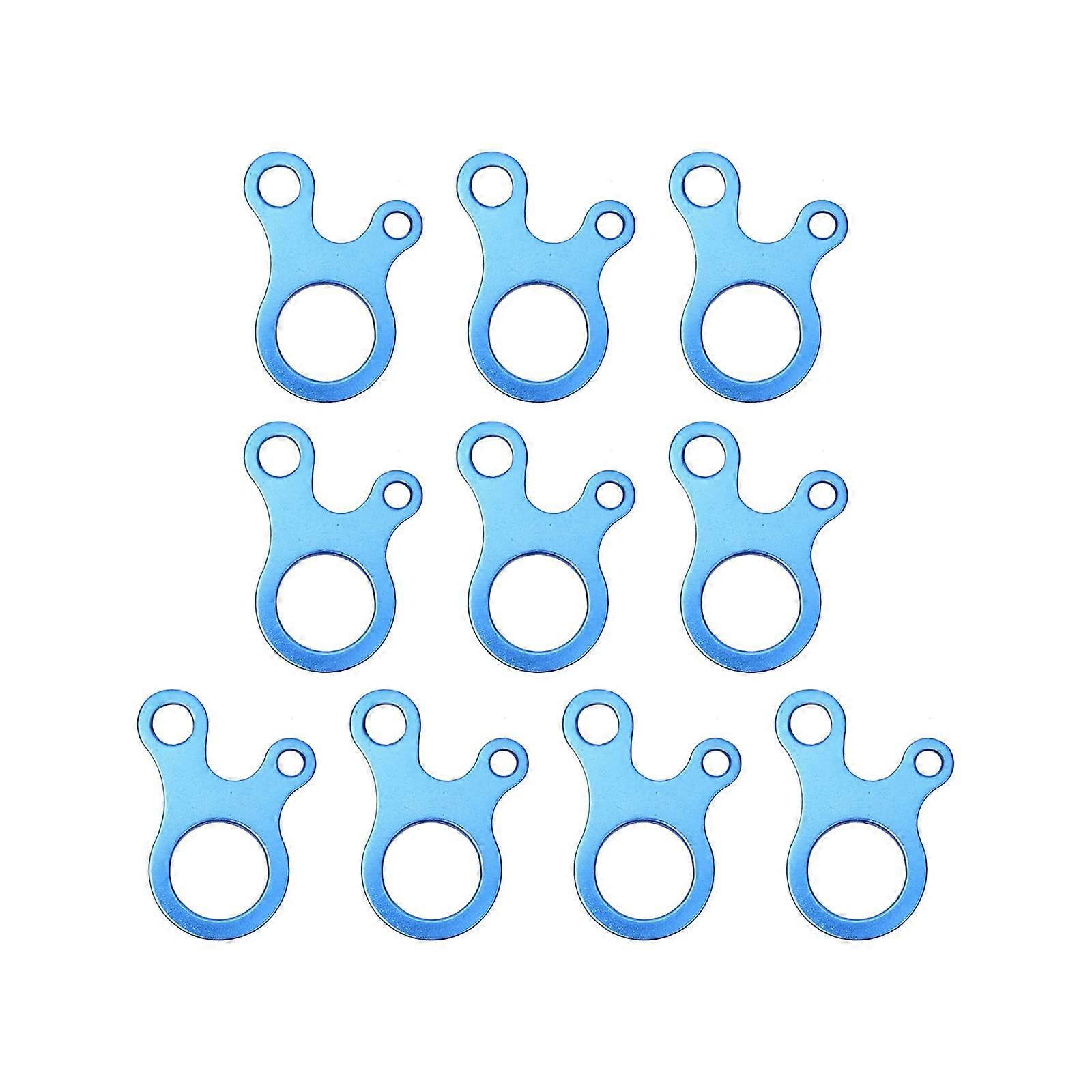 10Pcs Lightweight Guyline Rope Buckle Knotting Tool for Camping, Adjustable Aluminum Alloy Tent Tensioners in Blue