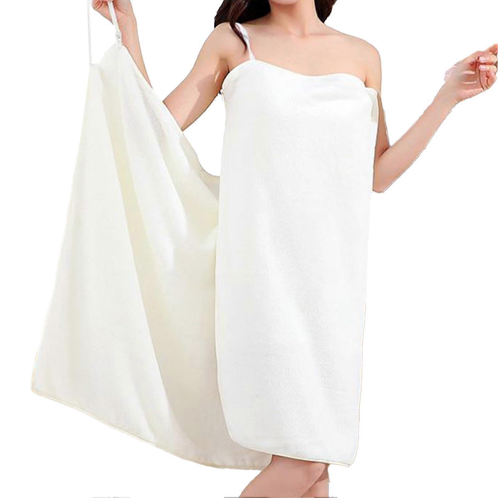 Portable Towels For Women And Girls Quick-Drying Lightweight Bathrobe Bath Cape Size M White For Pool Spa Dorm Hotel