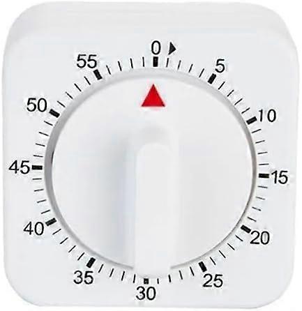 White Timer Clock Square 60Minute Mechanical Kitchen Timer Wind up