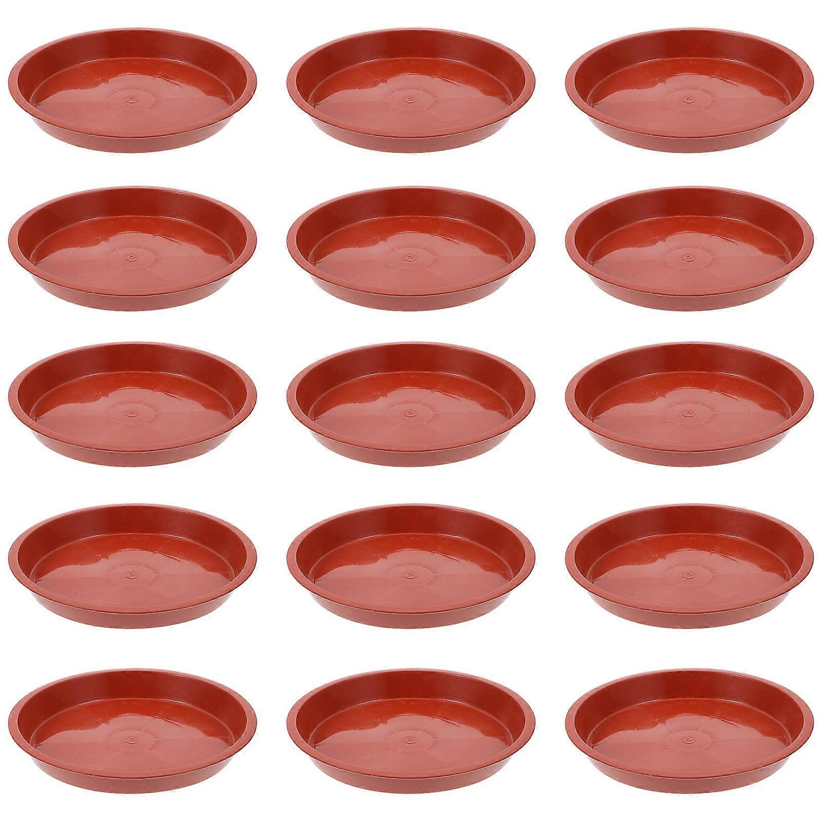Flowerpot Tray Round Succulent Pot Trays for Balcony Use Dark Red Plastic Soil Spillage Prevention 30Pcs