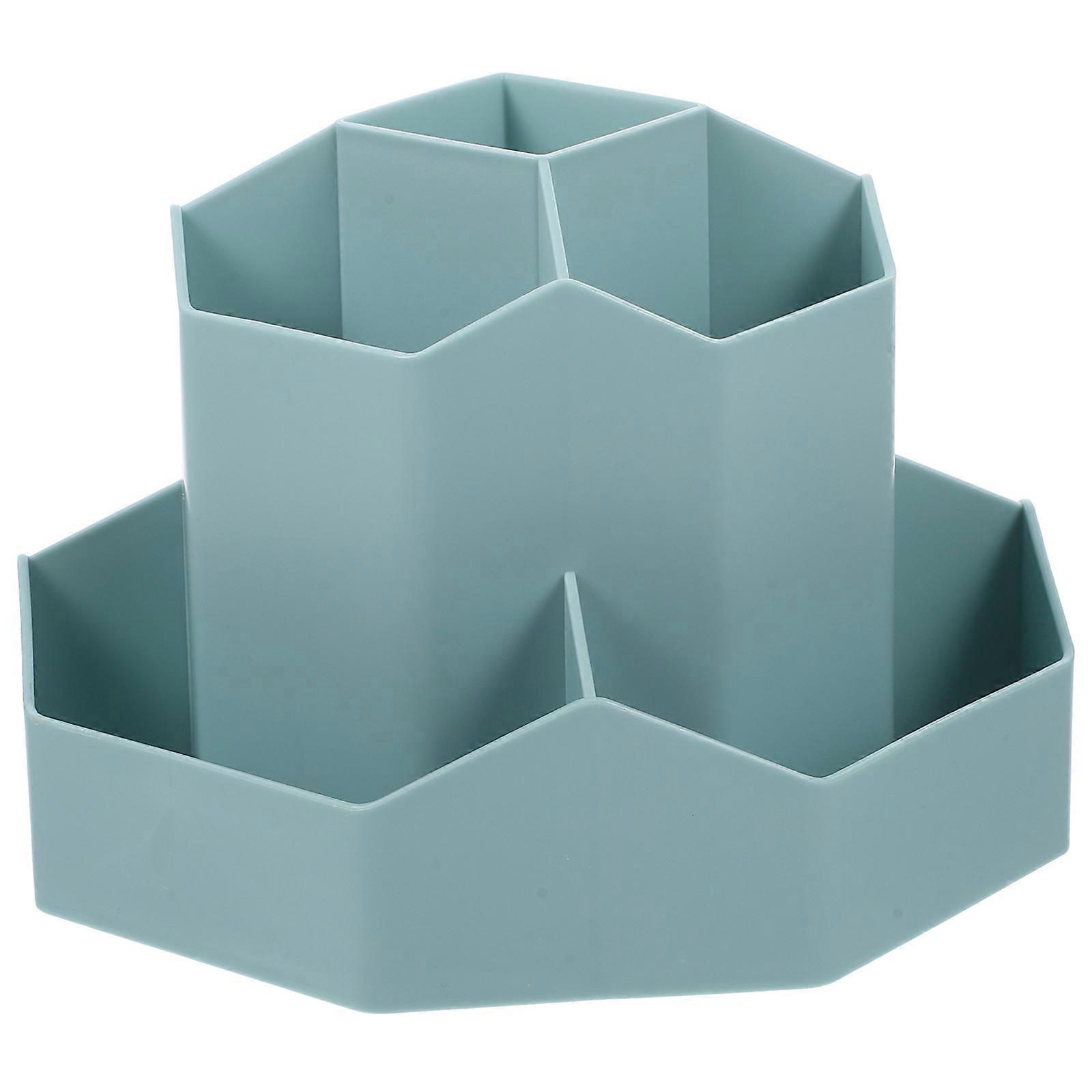 Sky-blue Rotating Brush Case for Storage Use Made of Plastic with Compartments 6.3 Inches