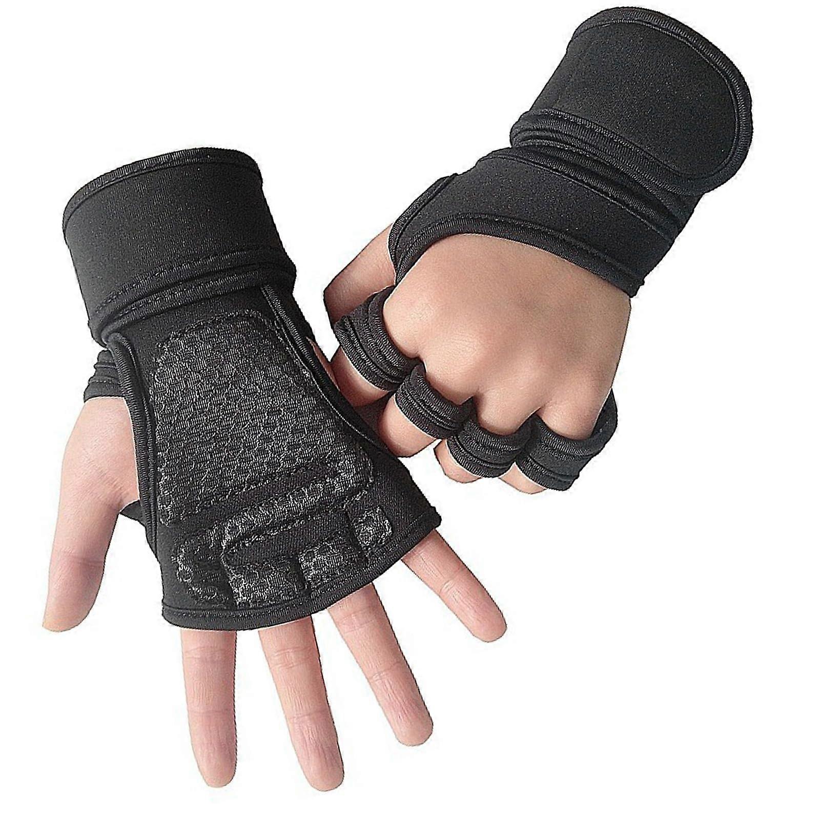 Practical Training Gloves Ventilated Wrist SlipResistant Silicone Grip Breathable For Gym Cycling Weight Lifting Black