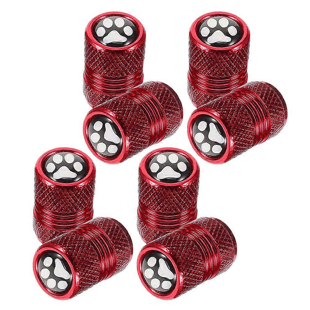 Paw Print Tire Valve Stem Caps in Red Stainless Steel for Car with Durable Water Resistance and Easy Installation 12mm