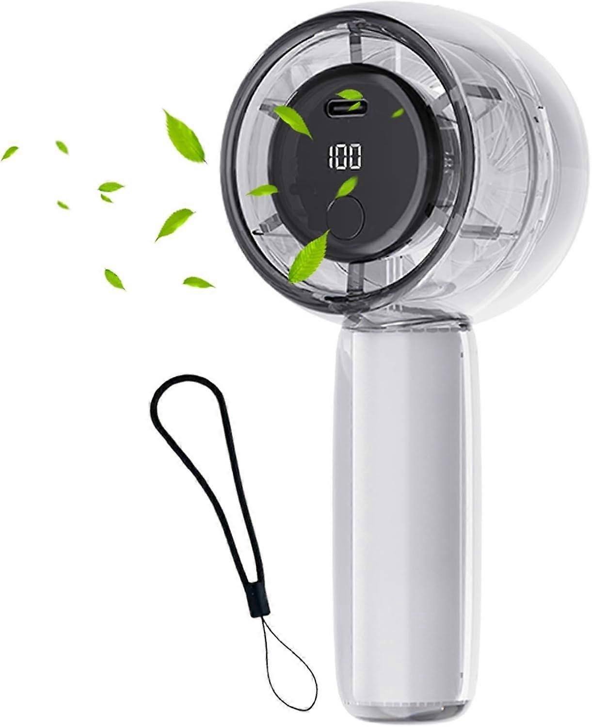 Handheld Fan With Light, Portable Type-C Rechargeable Fan With Lanyard, Lightweight Hand Held Mini F