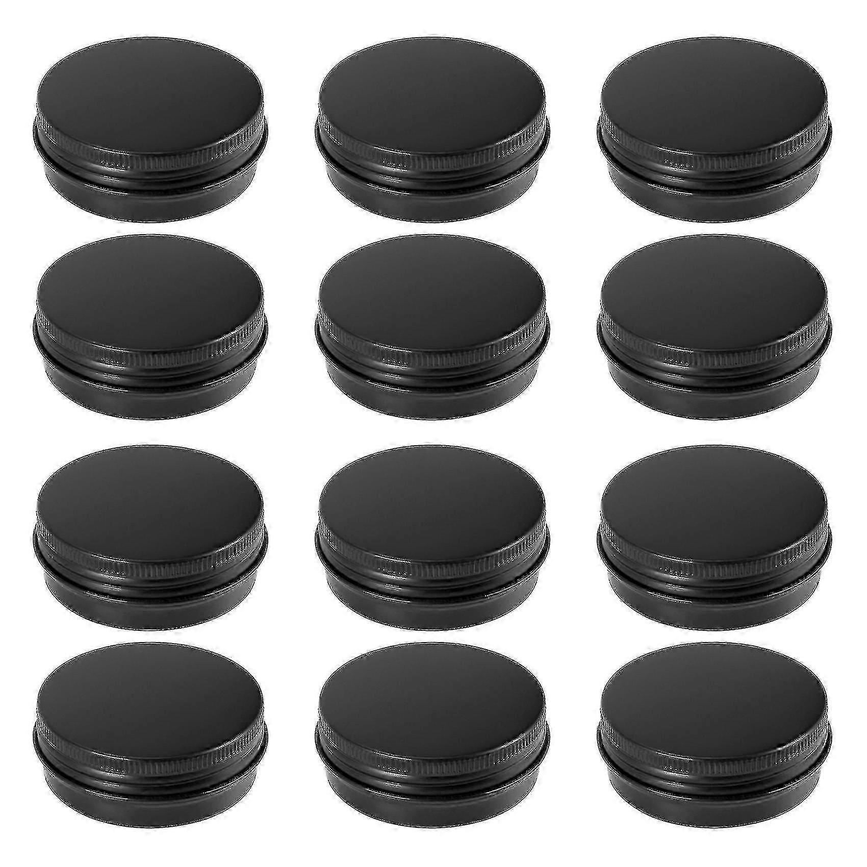 12 יחידות צנצנות אלומיניום שחורות במשקל 28 מ"ל עם מכסי הברגה עגולים - פחיות אחסון מתכת ריקות לארגון