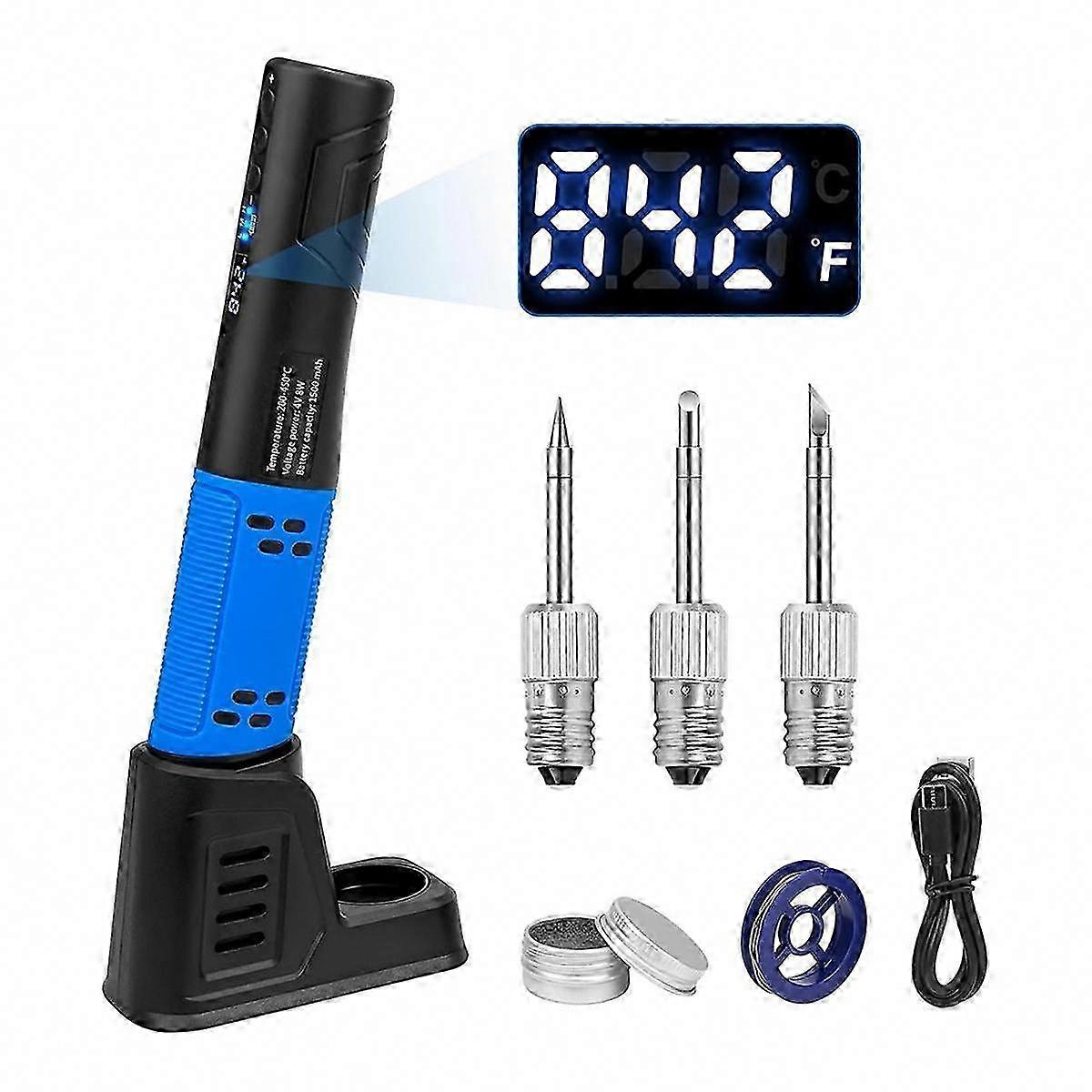 USB Rechargeable Cordless Soldering Iron Kit with Digital Display for DIY Small Projects