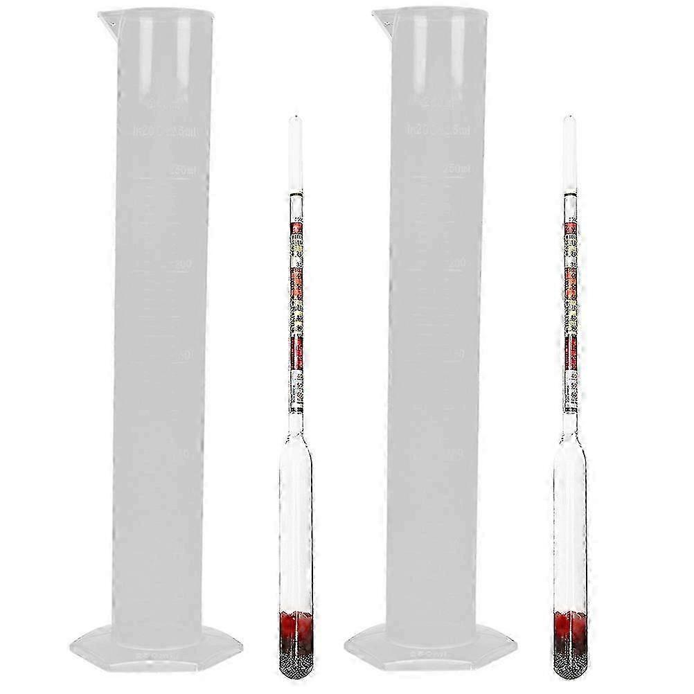 2 Sets Triple Scale Alcohol Hydrometer with Test Cylinder for Home Brewing Beer and Wine Making
