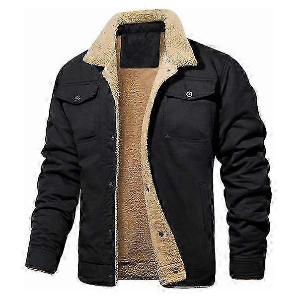Men's Thick Thermal Winter Fleece Lined Lapel Cargo Jackets