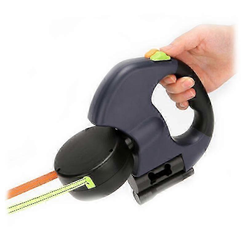 Lesa dublă retractabilă pentru câini - Lesa extensibilă cu două capete pentru câini mici și medii, lanternă LED pentru antrenamentul de mers pe jos