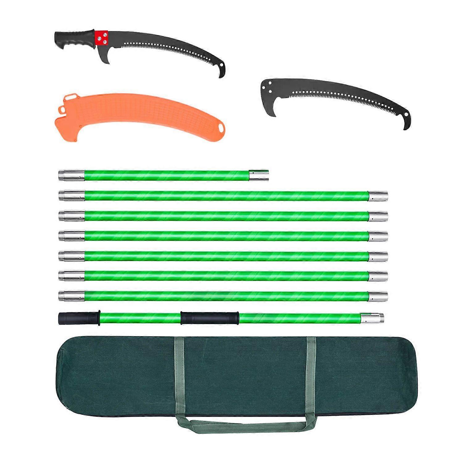 Manual Pole Saw, 118-809.3 cm Extendable Pole Tree Pruner, Sharp 65Mn Steel Blade, Lightweight Fiberglass Handle Pole