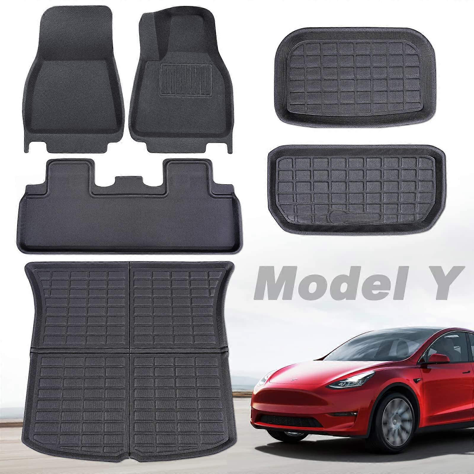 RHD Floor Mats For Tesla Model Y 2021-2024 Waterproof Nonslip Liner, RWD AWD, XPE Rubber, Mud Rain Snow Protector
