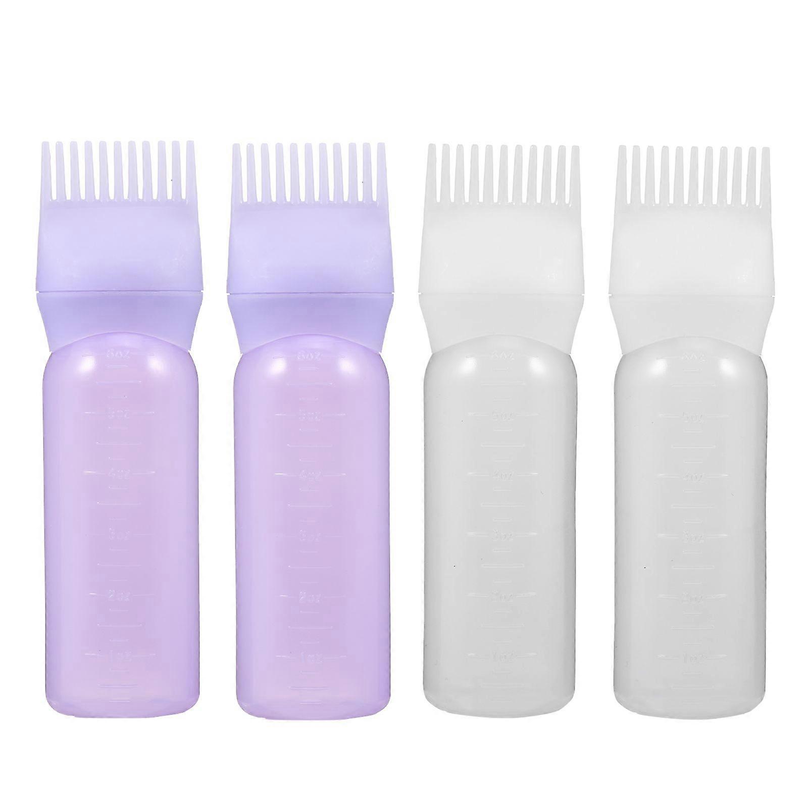4Pcs Root Comb Applicator Bottles with Graduated Scale Hair Dye Bottles