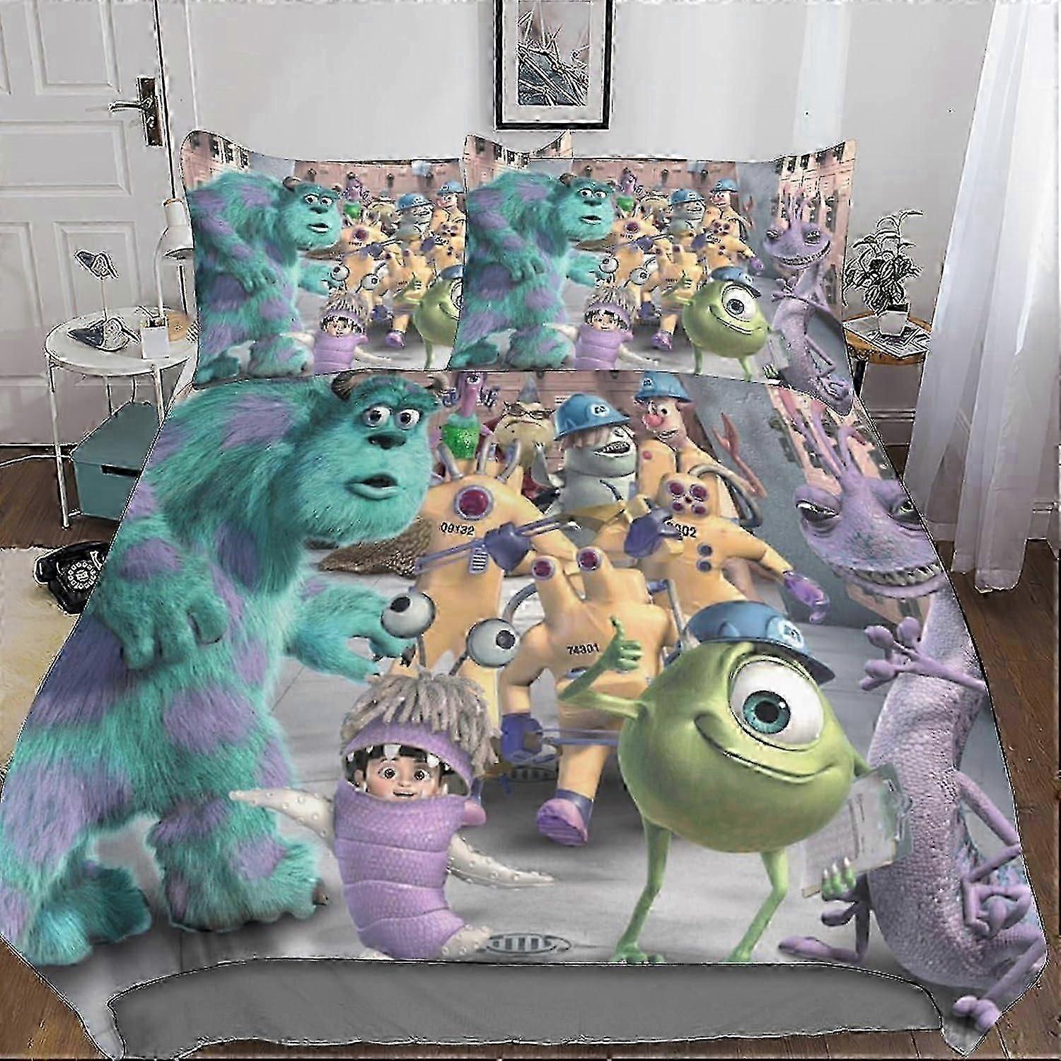 3D Monsters Co. Cama de capa de edredom e fronha de microfibra Homens Jovens meninos crianças Bedding Sets com fechamento de zíper 3 Pcs