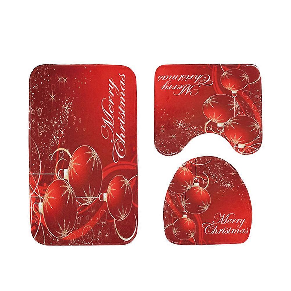Bathroom Decoration Red Chic Printed Patterns Anti Slip Bath Accessories 1 Set