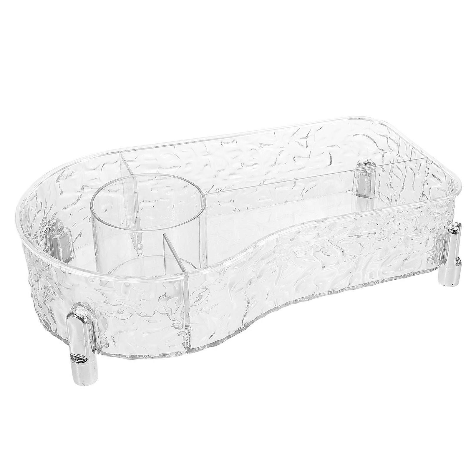 Clear Makeup Organizer with 4 Compartments for Desktop Cosmetic Storage Tray