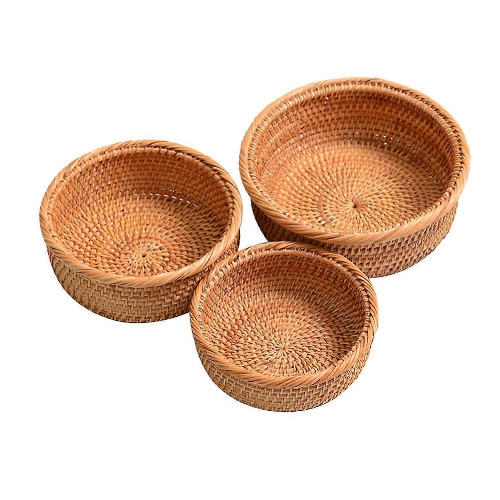 Imitated Rattan Basket for Storage Made of Plastic in Khaki Color Perfect for Any Room 3 Pcs Set