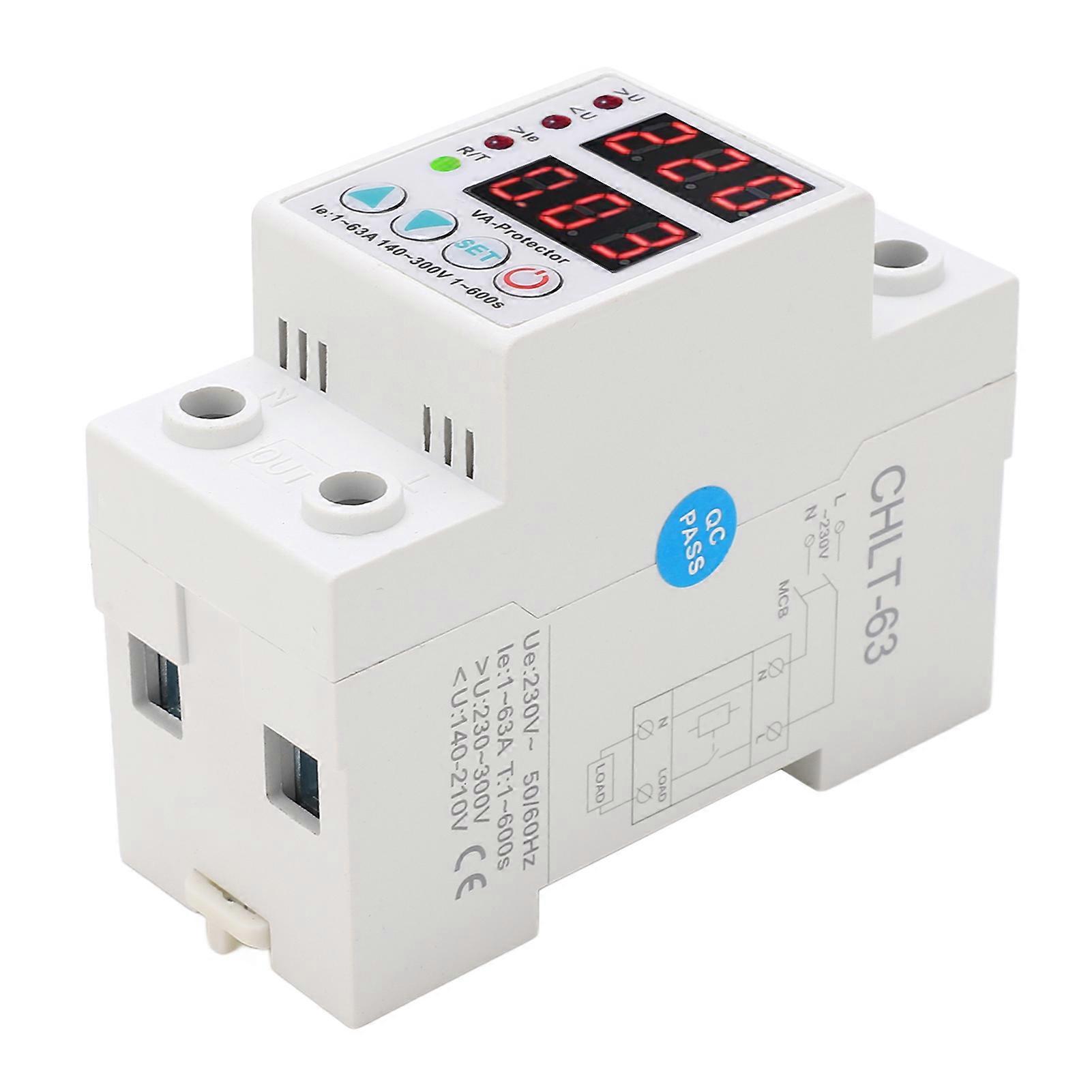 Adjustable Digital Voltage Protector 1-63A 230V Flame Retardant