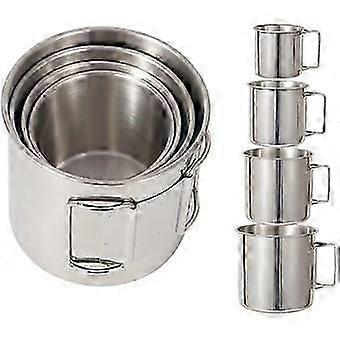 Camping Campfire Mug with Handle, Folding Large StainlSteel Kettle Mug 4-Pack Backpack Gear