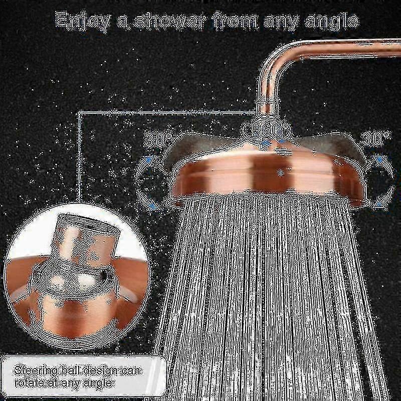 20cm Rain Shower Head, Adjustable Angle, Copper Finish - Gold