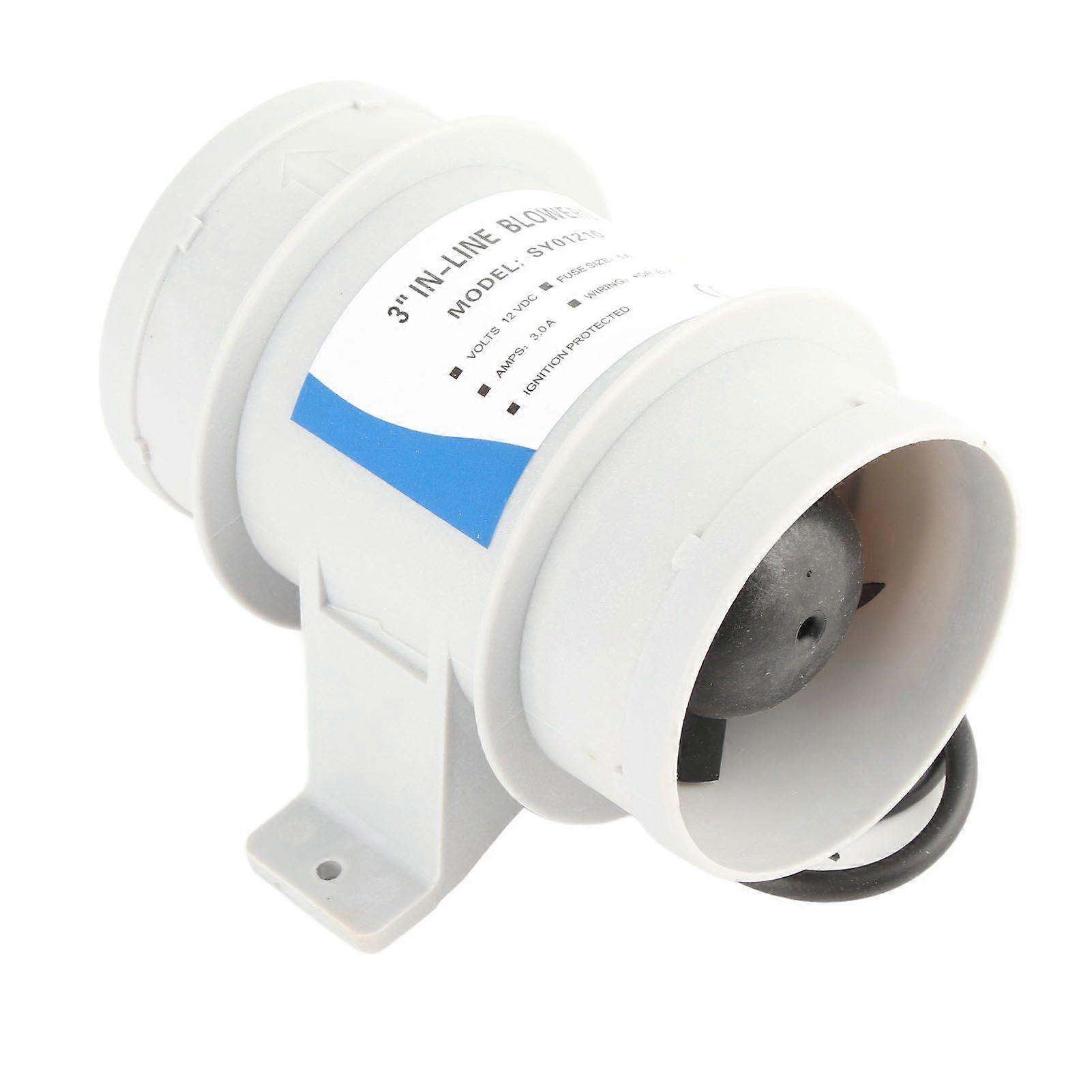 3 tommer 12V lydløs inline blæser inline marine lænse luftblæser til lystbåde luftcirkulation