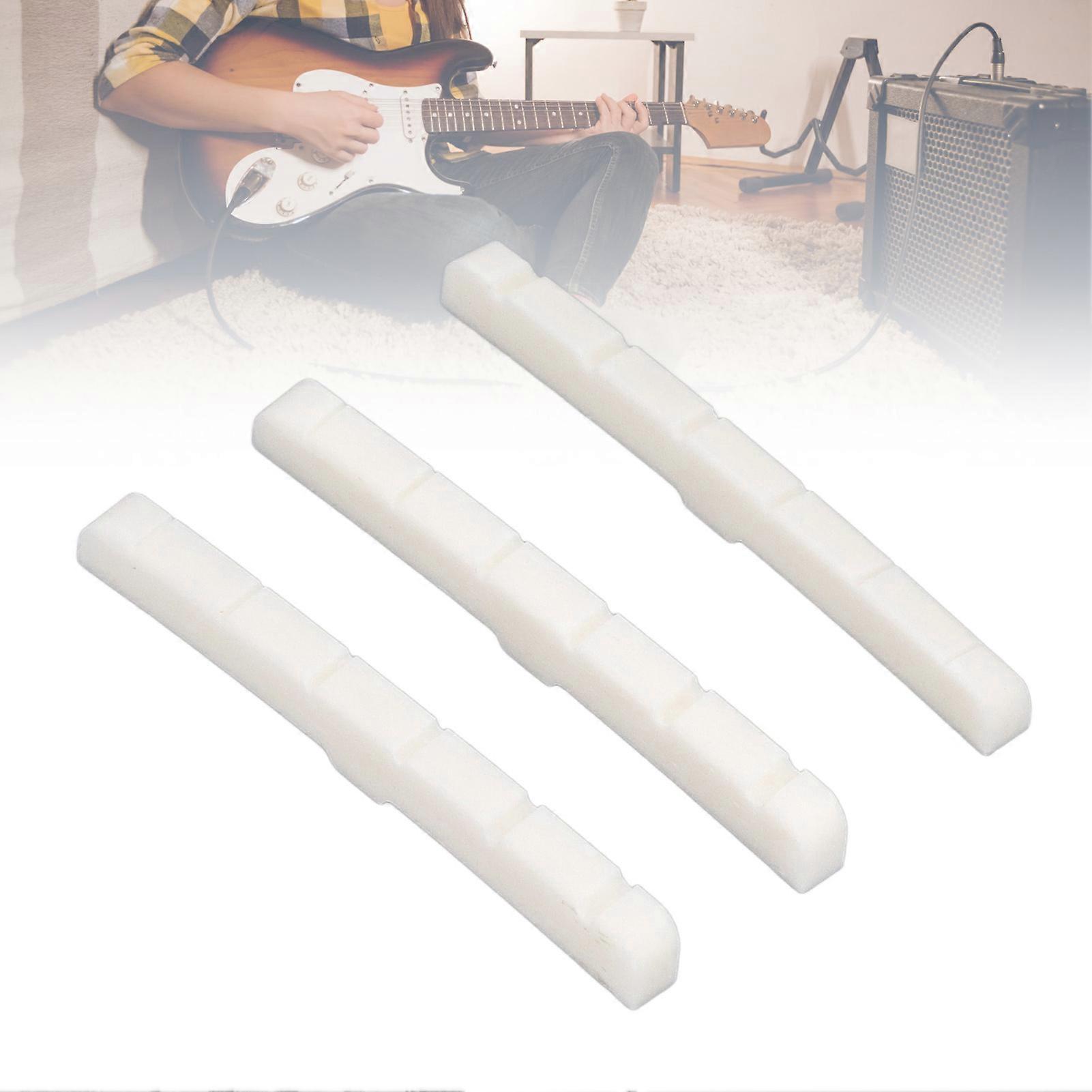 3Pcs 6 String Flat Bottom Bone Guitar Nut for Tele 43x3.3x4mm