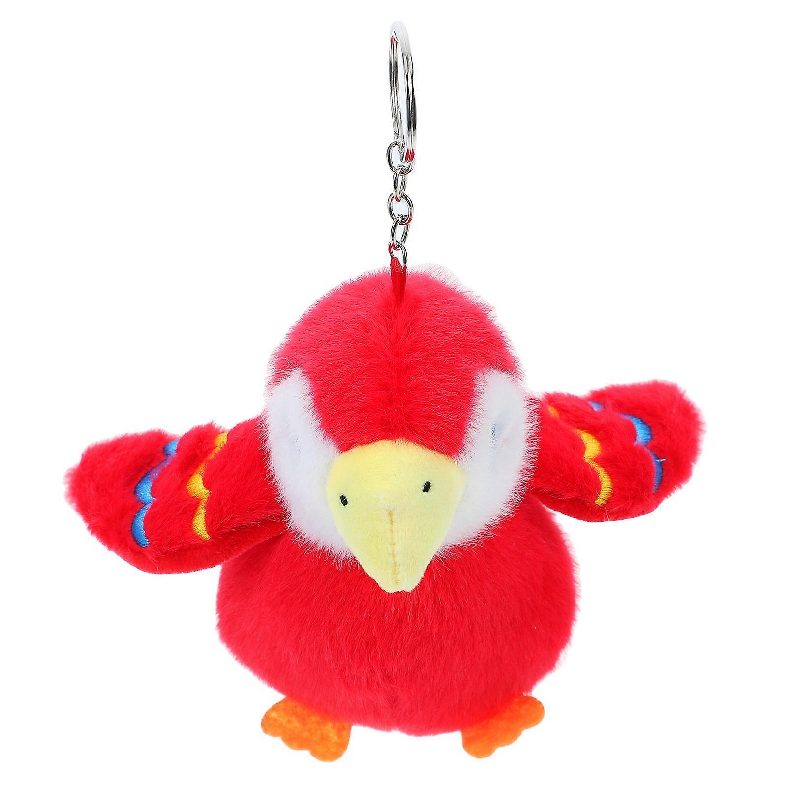 Red Plush Parrot Keychain Cartoon Parrot Keyring for Kids 5Pcs Set