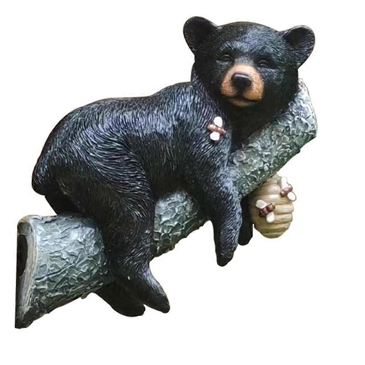 Simulation Animal Ornaments Black Bear Hugging Tree Statue