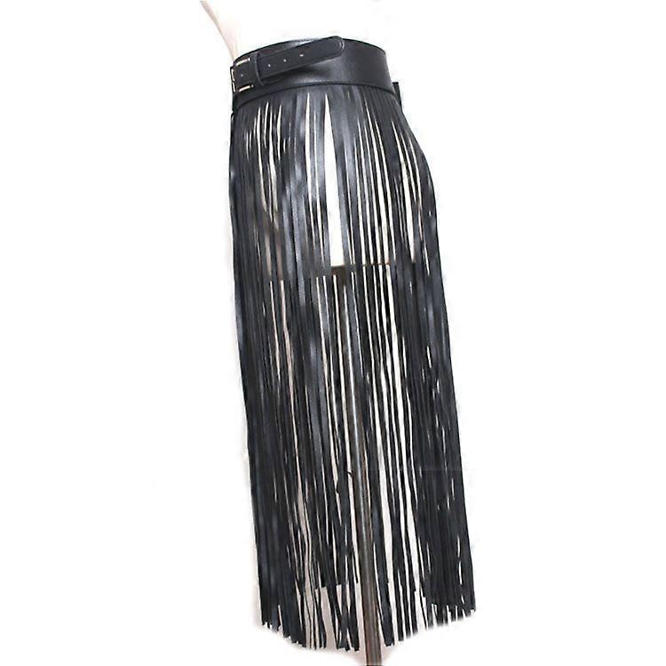 Cinturón largo de cuero sexy con flecos para mujer