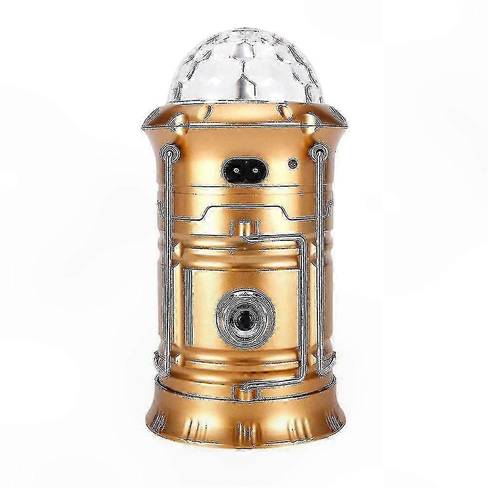 Rechargeable Solar Lantern for Outdoor Camping, LED Flashlight with Disco Light Function for Stage and Emergency Use