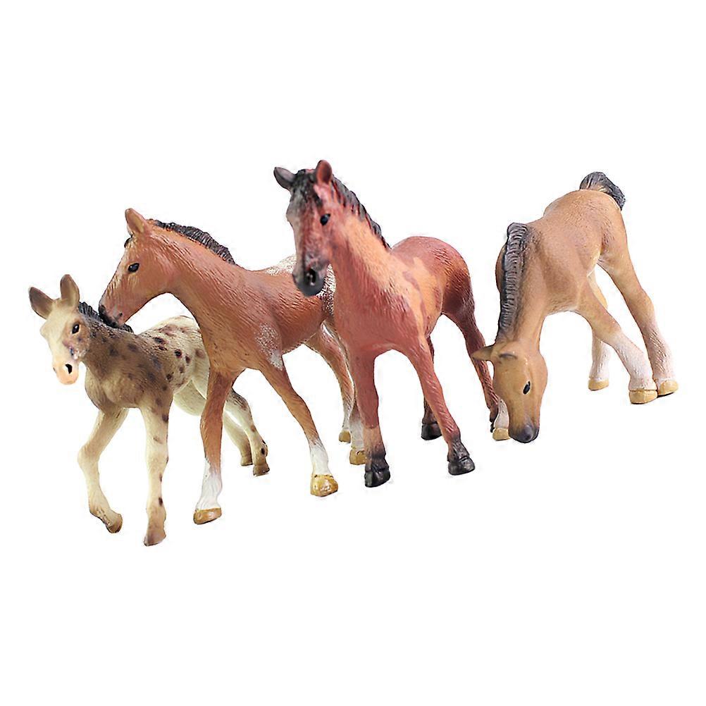 Plastic Simulation Horse Ornaments for Decoration 4Pcs Mini Figurines