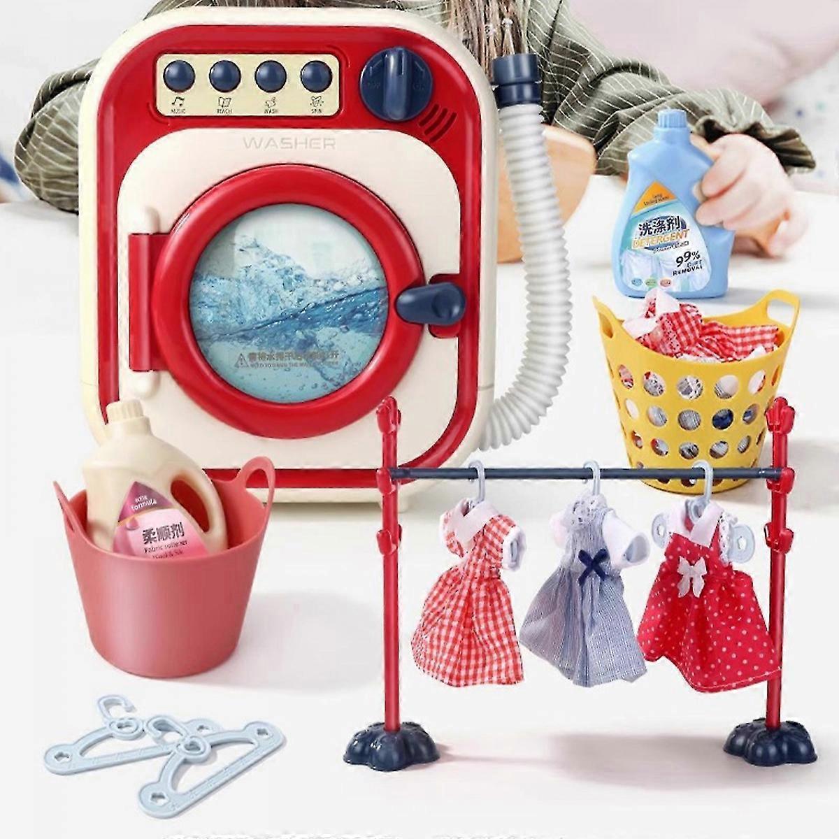 Kids Mini Washing Machine Toy Realistic Laundry Play Appliance With Music Water Swirl And Empty Functions Educational Pretend Play Set