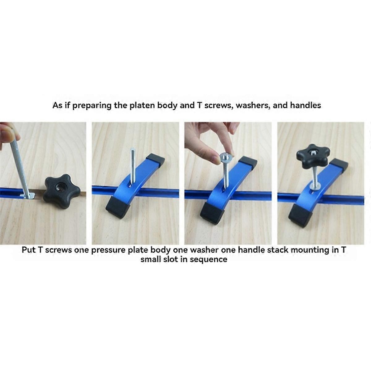 4 Pack T-Track Hold Down Clamp with T Bolts & Silder,for Woodworking