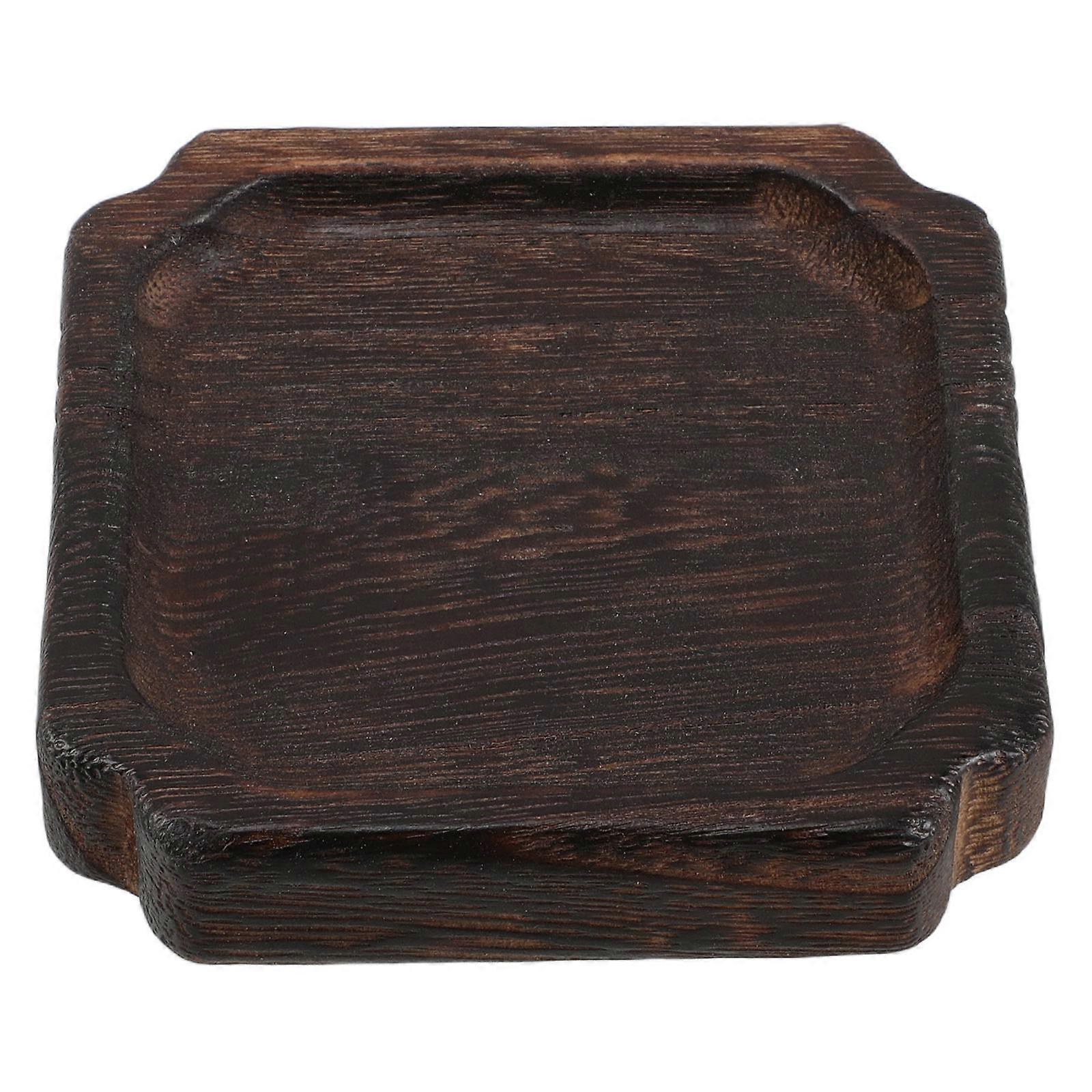 Functional Wooden Tea Tray Square Shape For Home Decor 2Pcs Vintage Design Dark Brown