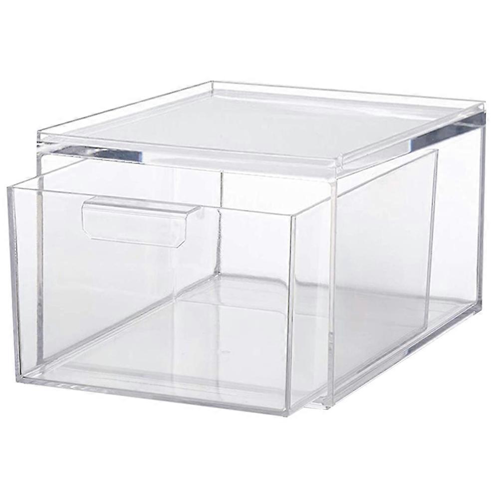 Clear Storage Bin Plastic Drawer for Storage Use 3Pcs Stackable Desktop Organizer