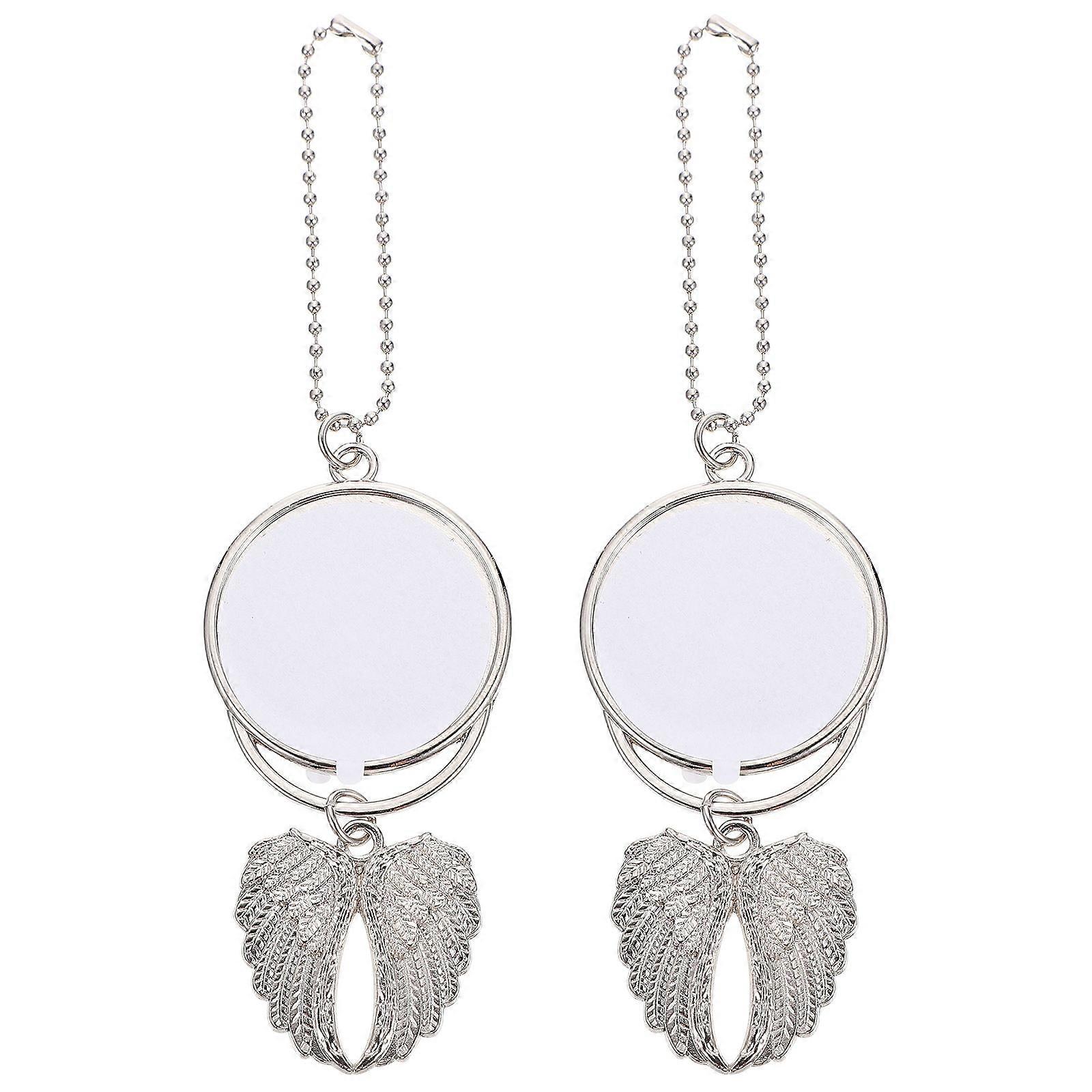 Decorazione da appendere a forma di ali d'angelo, 2 pezzi, in lega di zinco resistente, color argento, per auto.